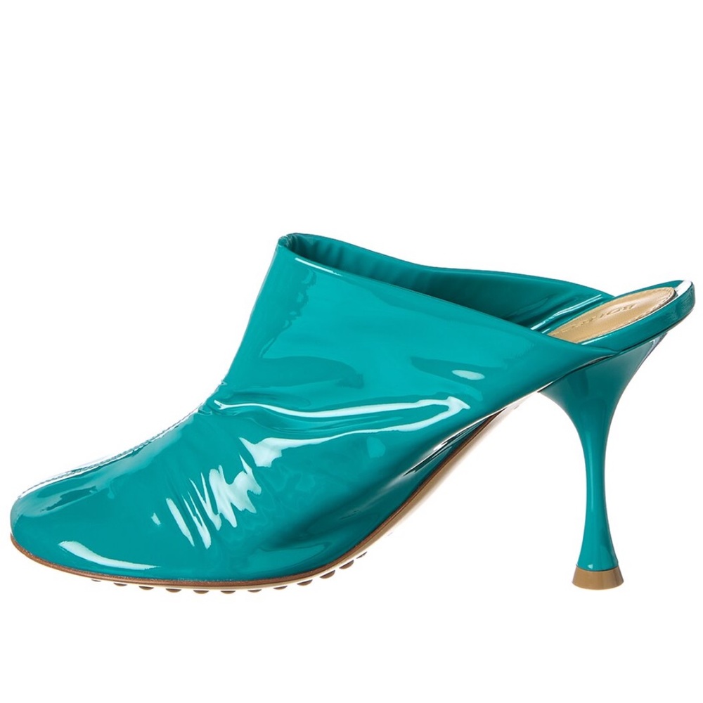 Bottega Veneta Sock Dot Mules in Blue Patent Leather - Picture 4 of 8